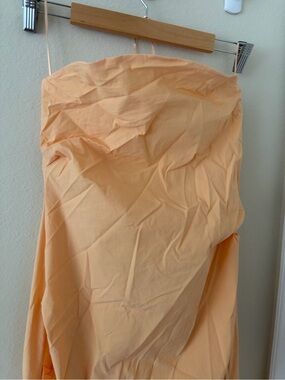 Mango Peach Strapless Midi Dress